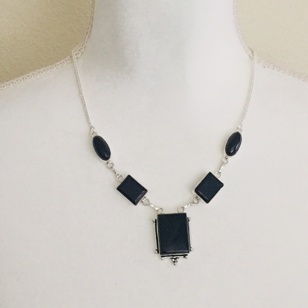 Onyx Square Necklace